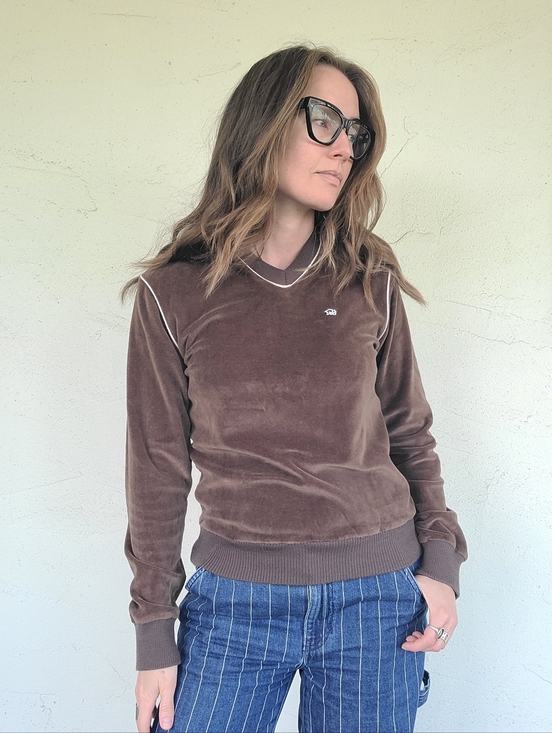 Vintage Tops - The Christian Dior Monsieur Vintage Velour Long Sleeve Pullover S/M